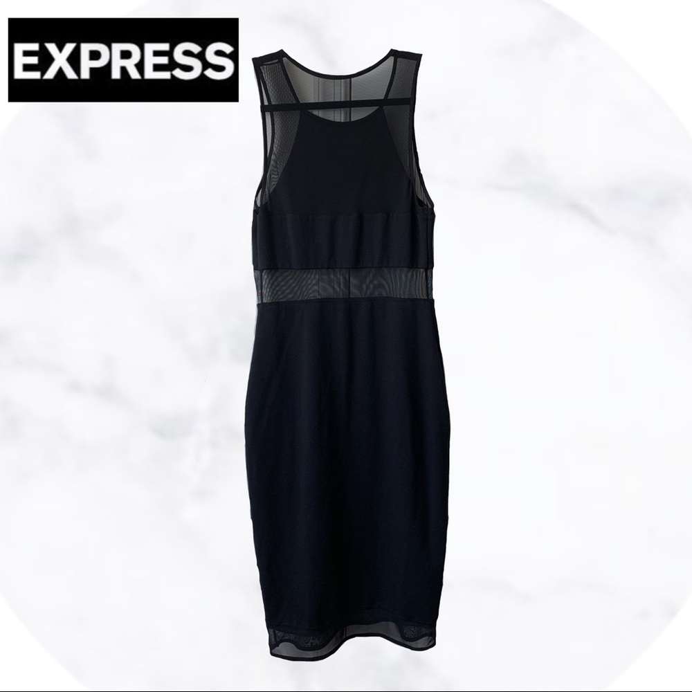 EXPRESS Sheer Midriff Sleeveless Midi Dress SZ 8